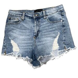 👖👄 KENDALL + KYLIE The Icon Distressed Denim Shorts Raw Hem Size 29‎